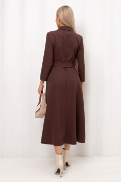 Платье коричневое с поясом Рейчел №1 Valentina(фото6)