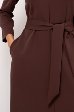 Платье коричневое с поясом Рейчел №1 Valentina(фото5)