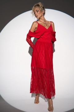 Юбка красная из кружева Elza