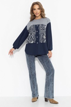 Свитшот комбинированный синий с имитацией рубашки Charutti(фото2)