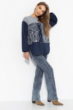 Свитшот комбинированный синий с имитацией рубашки Charutti(фото5)