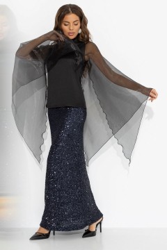 Блуза чёрная с акцентными рукавами Charutti(фото2)