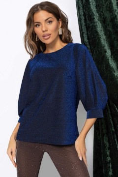 Блузка синяя трикотажная с люрексом Charutti