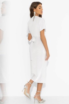 Платье бархатное на запах белого цвета Charutti(фото6)