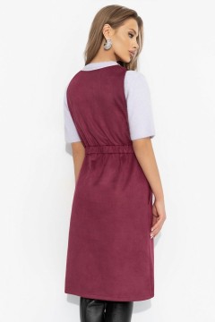 Сарафан бордовый из мягкой экозамши Charutti(фото6)