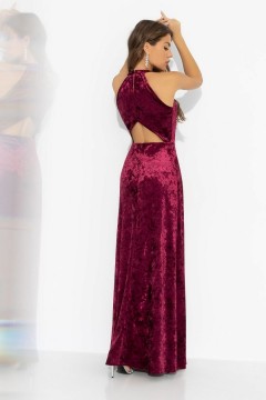 Платье бордовое из бархата с акцентной спинкой Charutti(фото6)