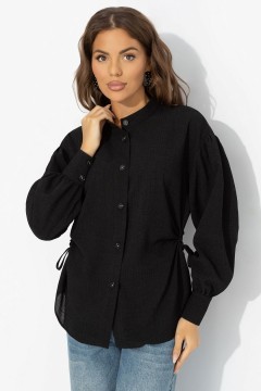 Рубашка чёрная с акцентной спинкой и сборками Charutti