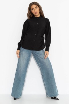 Рубашка чёрная с акцентной спинкой и сборками Charutti(фото2)