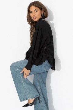 Рубашка чёрная с акцентной спинкой и сборками Charutti(фото6)