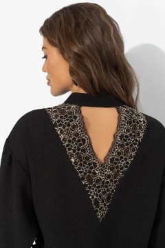 Рубашка чёрная с акцентной спинкой и сборками Charutti(фото7)