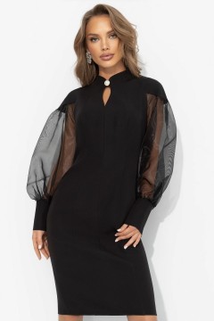 Платье-футляр чёрное с объёмными рукавами Charutti