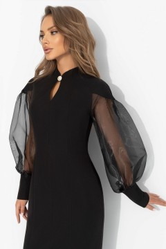 Платье-футляр чёрное с объёмными рукавами Charutti(фото3)