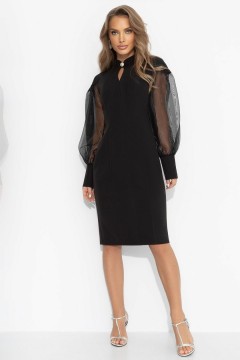 Платье-футляр чёрное с объёмными рукавами Charutti(фото4)