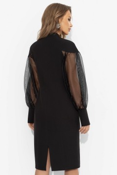 Платье-футляр чёрное с объёмными рукавами Charutti(фото6)