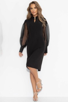 Платье-футляр чёрное с объёмными рукавами Charutti(фото2)