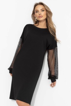 Платье чёрное с с акцентными рукавами Charutti