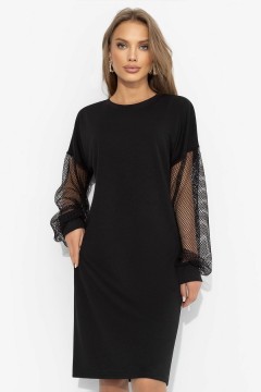 Платье чёрное с с акцентными рукавами Charutti(фото3)