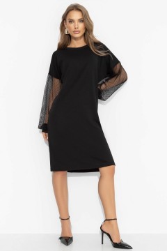 Платье чёрное с с акцентными рукавами Charutti(фото5)