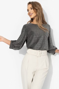 Блузка трикотажная с люрексом в цвете серебро Charutti(фото6)