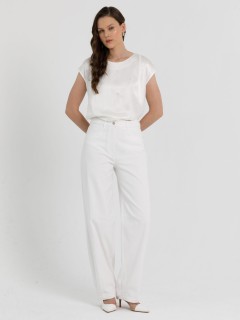 Блузка молочного цвета с бусинами по переду Priz(фото7)