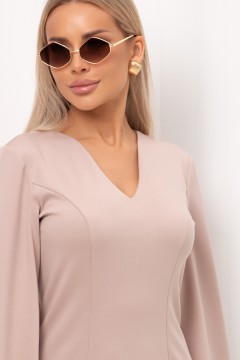 Платье-футляр бежевое из трикотажа Альфа №1 Valentina(фото3)