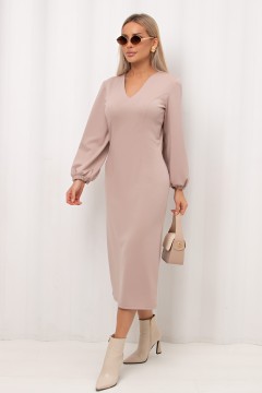 Платье-футляр бежевое из трикотажа Альфа №1 Valentina(фото4)