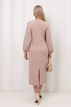Платье-футляр бежевое из трикотажа Альфа №1 Valentina(фото6)