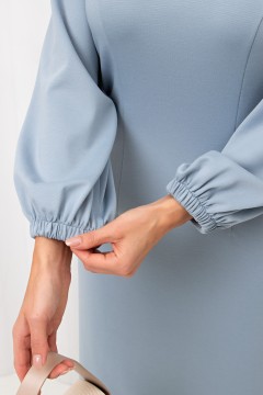 Платье-футляр серо-голубое из трикотажа Альфа №2 Valentina(фото4)