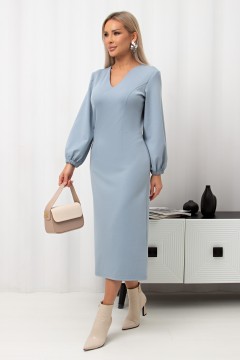 Платье-футляр серо-голубое из трикотажа Альфа №2 Valentina(фото5)