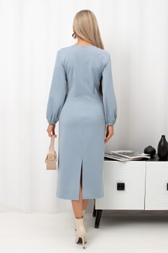 Платье-футляр серо-голубое из трикотажа Альфа №2 Valentina(фото6)