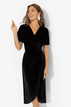 Платье бархатное на запах чёрного цвета Charutti(фото4)