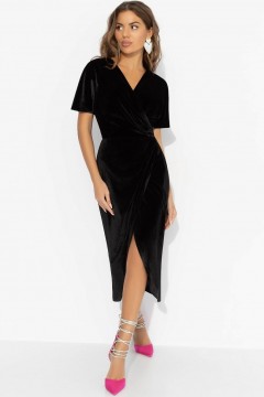 Платье бархатное на запах чёрного цвета Charutti