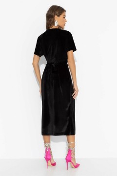 Платье бархатное на запах чёрного цвета Charutti(фото6)