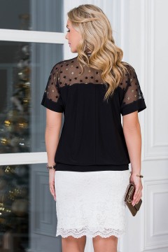 Блузка чёрная с принтом звёзды Lavira(фото4)