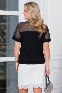 Блузка чёрная с принтом Lavira(фото4)