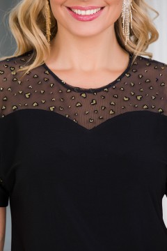 Блузка чёрная с принтом Lavira(фото3)