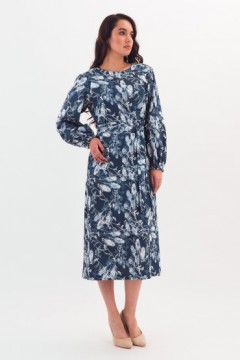 Платье миди синее с поясом Braslava(фото2)