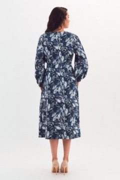 Платье миди синее с поясом Braslava(фото5)