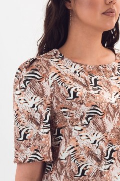 Платье короткое коричневое с анималистичным принтом Braslava(фото2)