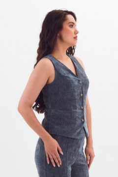 Жилет укороченный серо-голубой из велюра Braslava(фото5)