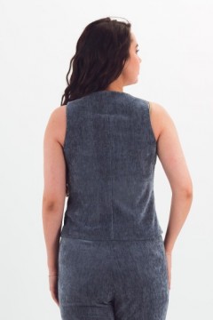 Жилет укороченный серо-голубой из велюра Braslava(фото6)