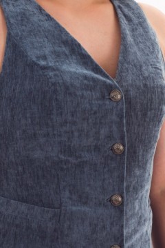 Жилет укороченный серо-голубой из велюра Braslava(фото3)