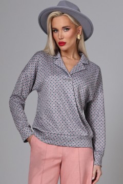 Блузка трикотажная серого цвета с принтом Суперхит, дизайн SelenaSonata