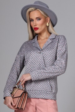 Блузка трикотажная серого цвета с принтом Суперхит, дизайн SelenaSonata