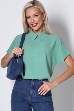 Блузка тёмно-мятного цвета с короткими рукавами Лада, нью SelenaSonata