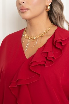 Платье нарядное тёмно-красного цвета с поясом Agata(фото4)