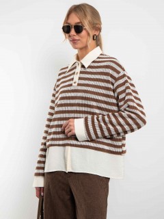 Свитшот-поло с имитацией рубашки в полоску Kosmos(фото3)