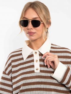 Свитшот-поло с имитацией рубашки в полоску Kosmos(фото4)