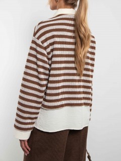 Свитшот-поло с имитацией рубашки в полоску Kosmos(фото6)