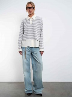 Свитшот-поло с имитацией рубашки в полоску Kosmos(фото2)